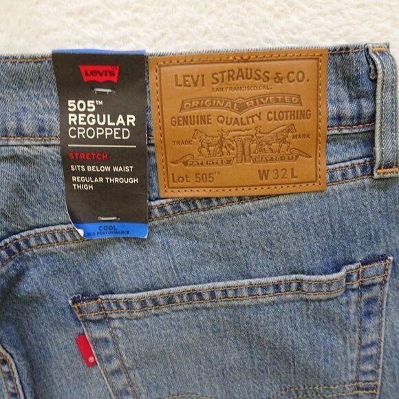Levi's 505 Cropped Jeans Size 32x20 Blue Denim Stretch - Picture 5 of 8
